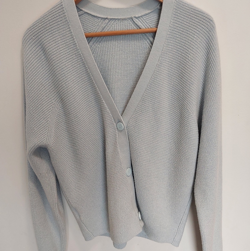 Lululemon light blue Merino wool Blend slouchy cardigan, Size 6